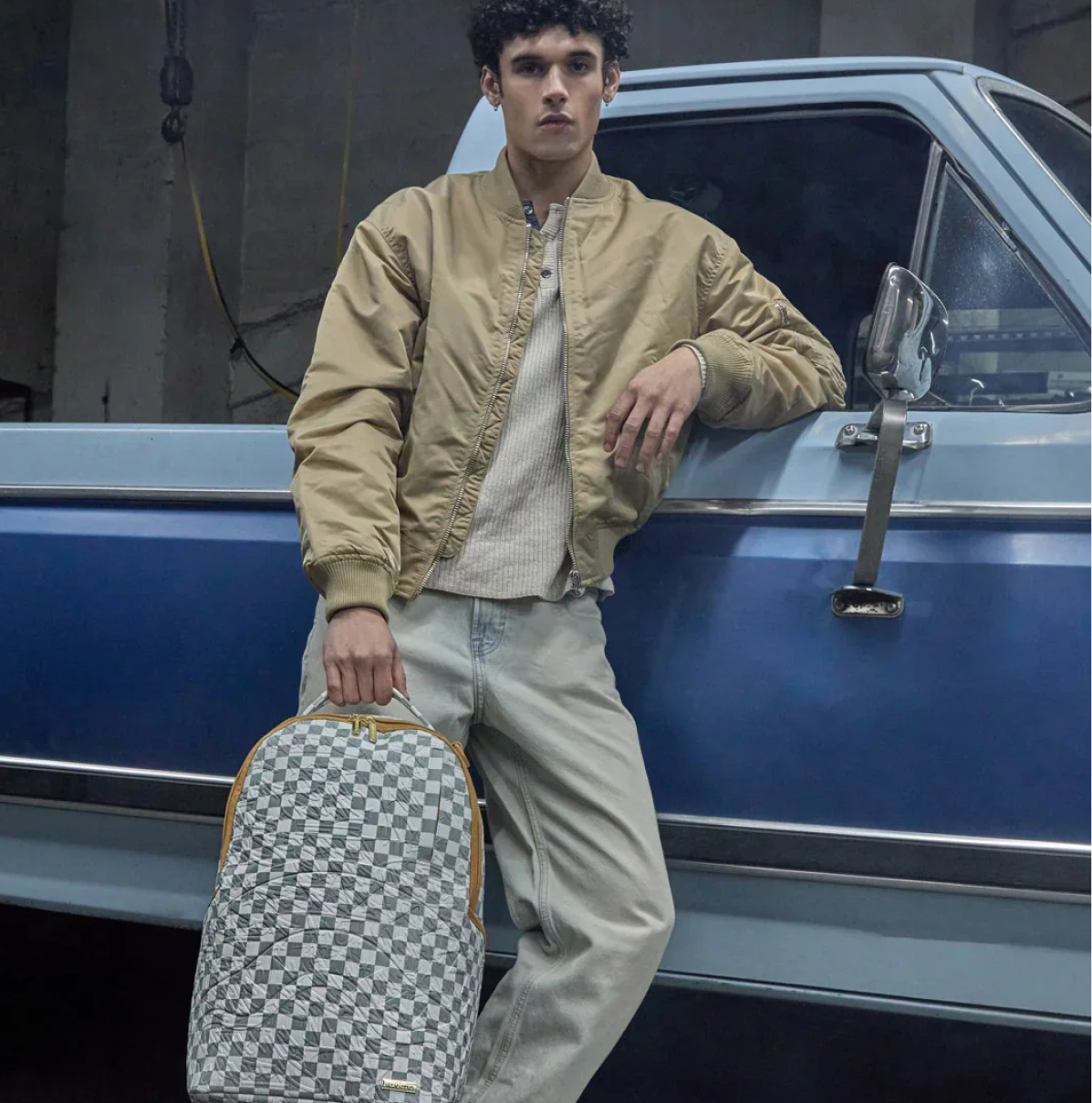 SPRAYGROUND GRAFF EMBOSSED CREAM CHECK BACKPACK