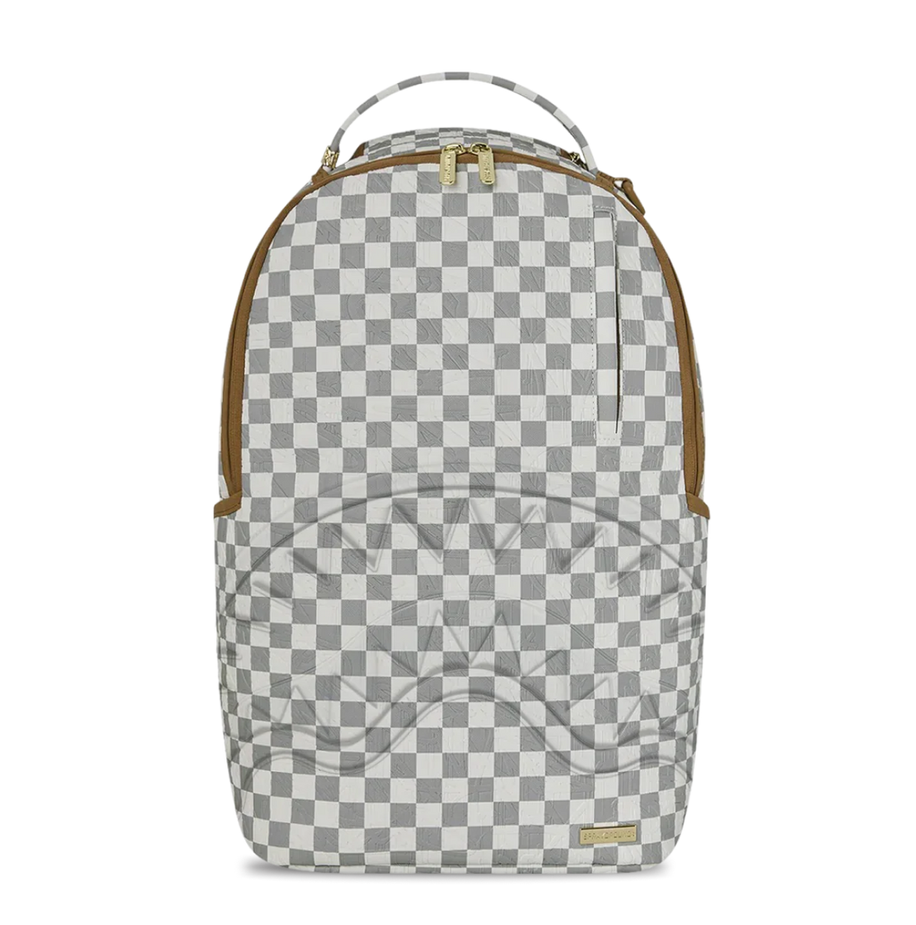 SPRAYGROUND GRAFF EMBOSSED CREAM CHECK BACKPACK