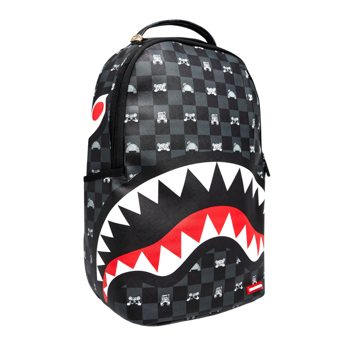 GRAY PEEKING CHARACTER CHECK BACKPACK