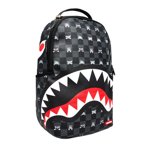 GRAY PEEKING CHARACTER CHECK BACKPACK