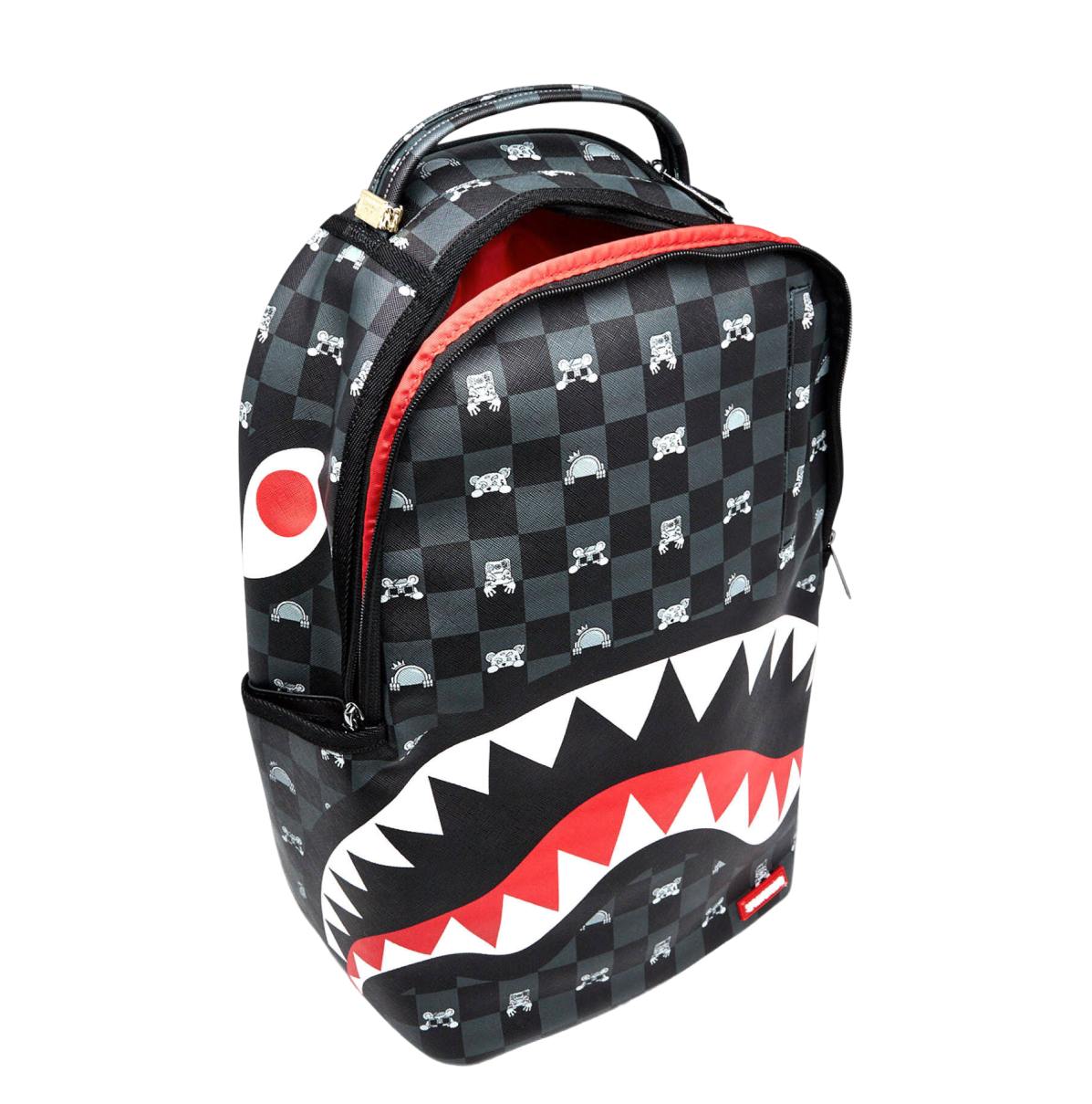 GRAY PEEKING CHARACTER CHECK BACKPACK