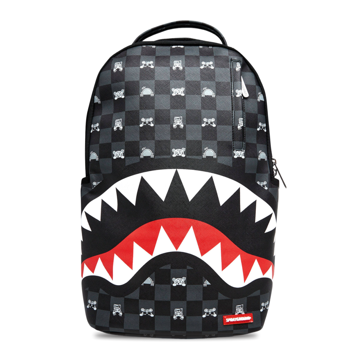 GRAY PEEKING CHARACTER CHECK BACKPACK