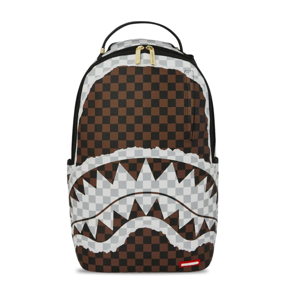 SPRAYGROUND CREAM AND BROWN TEAR CHECK BACKPACK