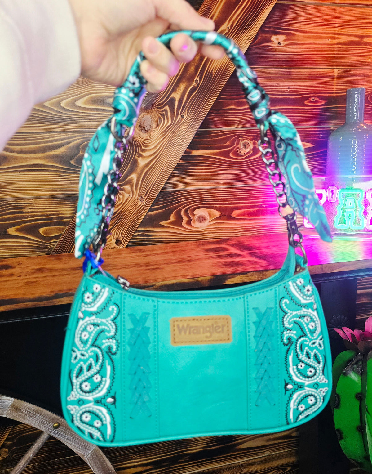 Mini Wrangler Bandana Purse Turquoise