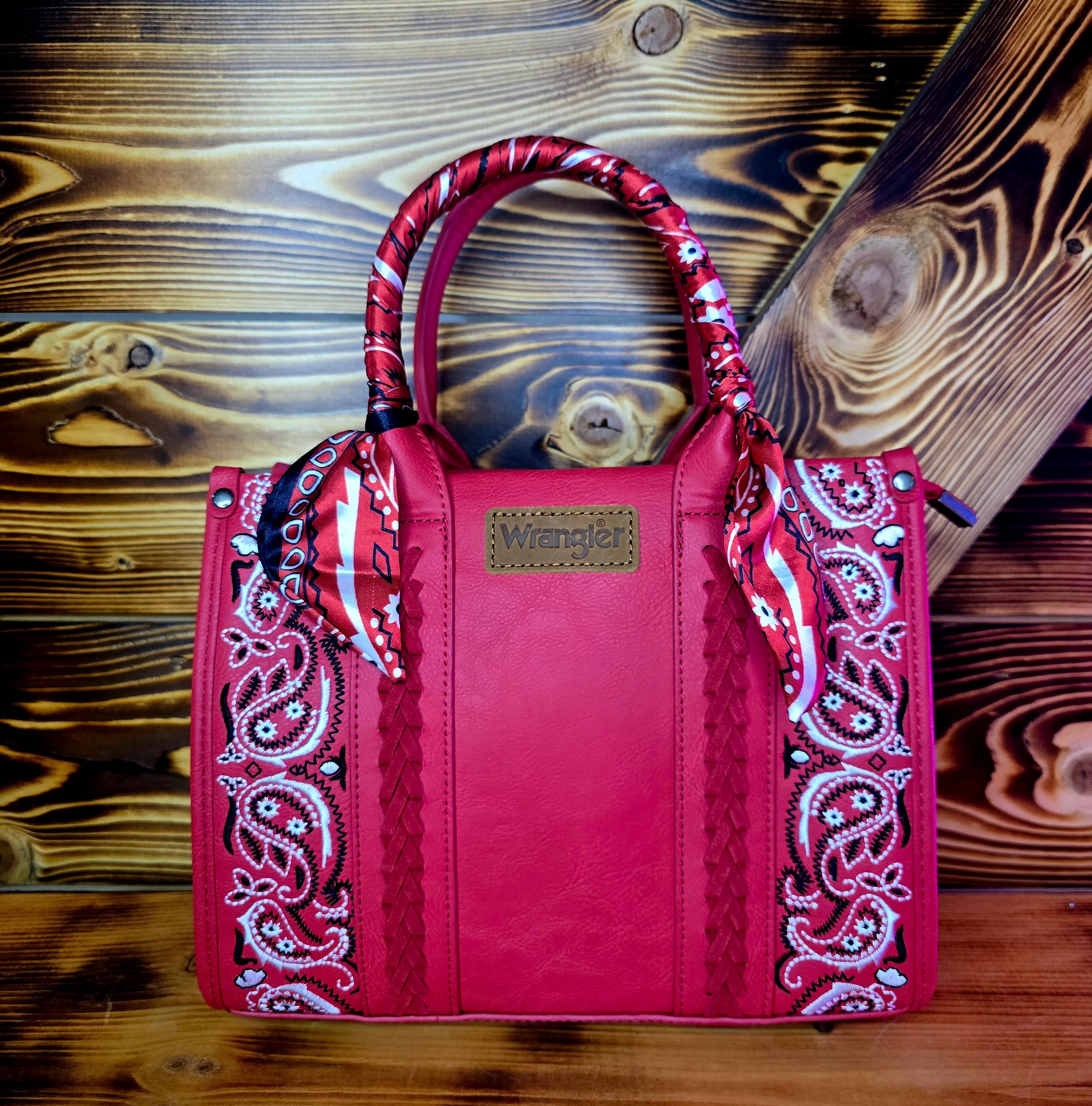 Bandana Wrangler Tote/ Crossbody Red
