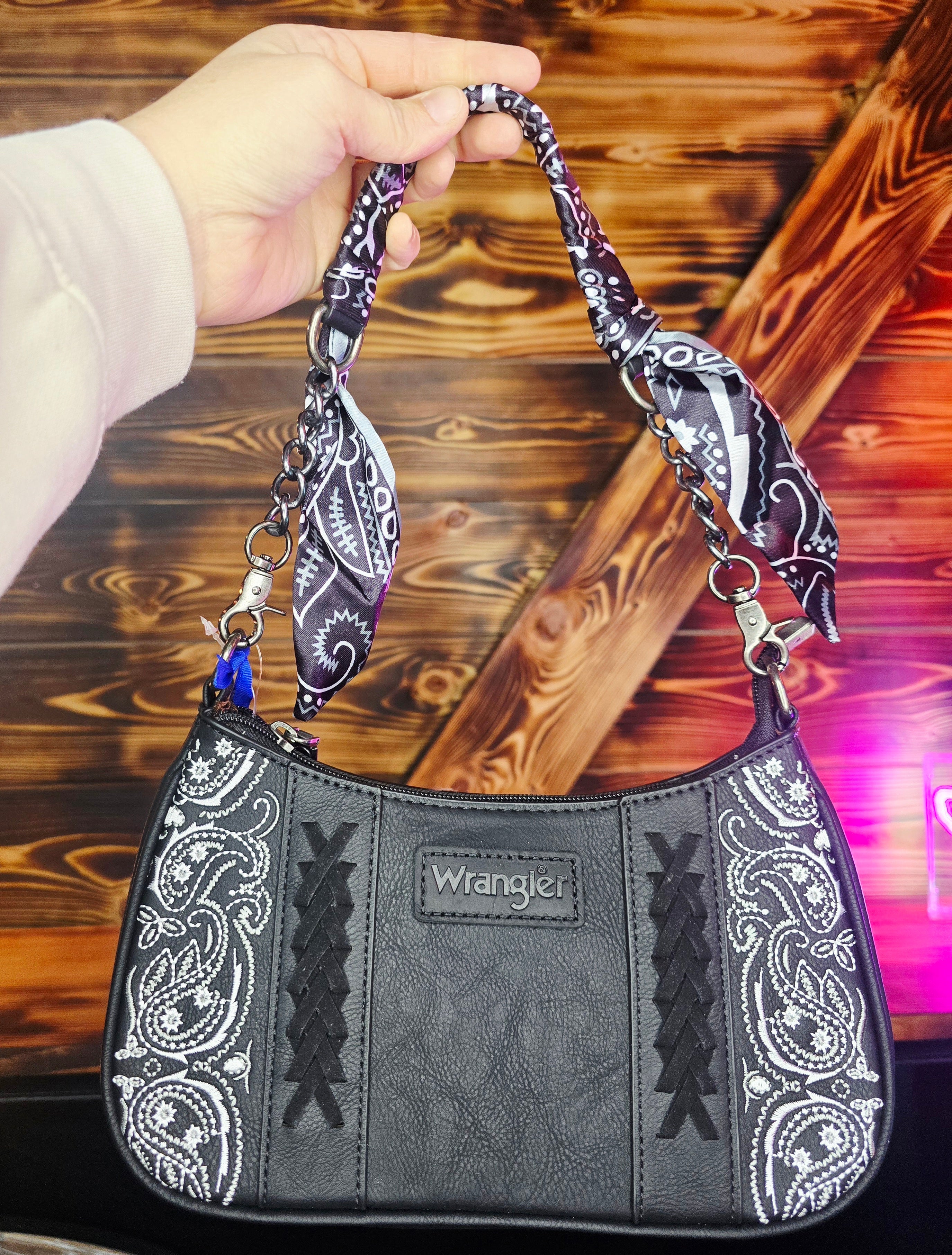Mini Wrangler Bandana Purse Black